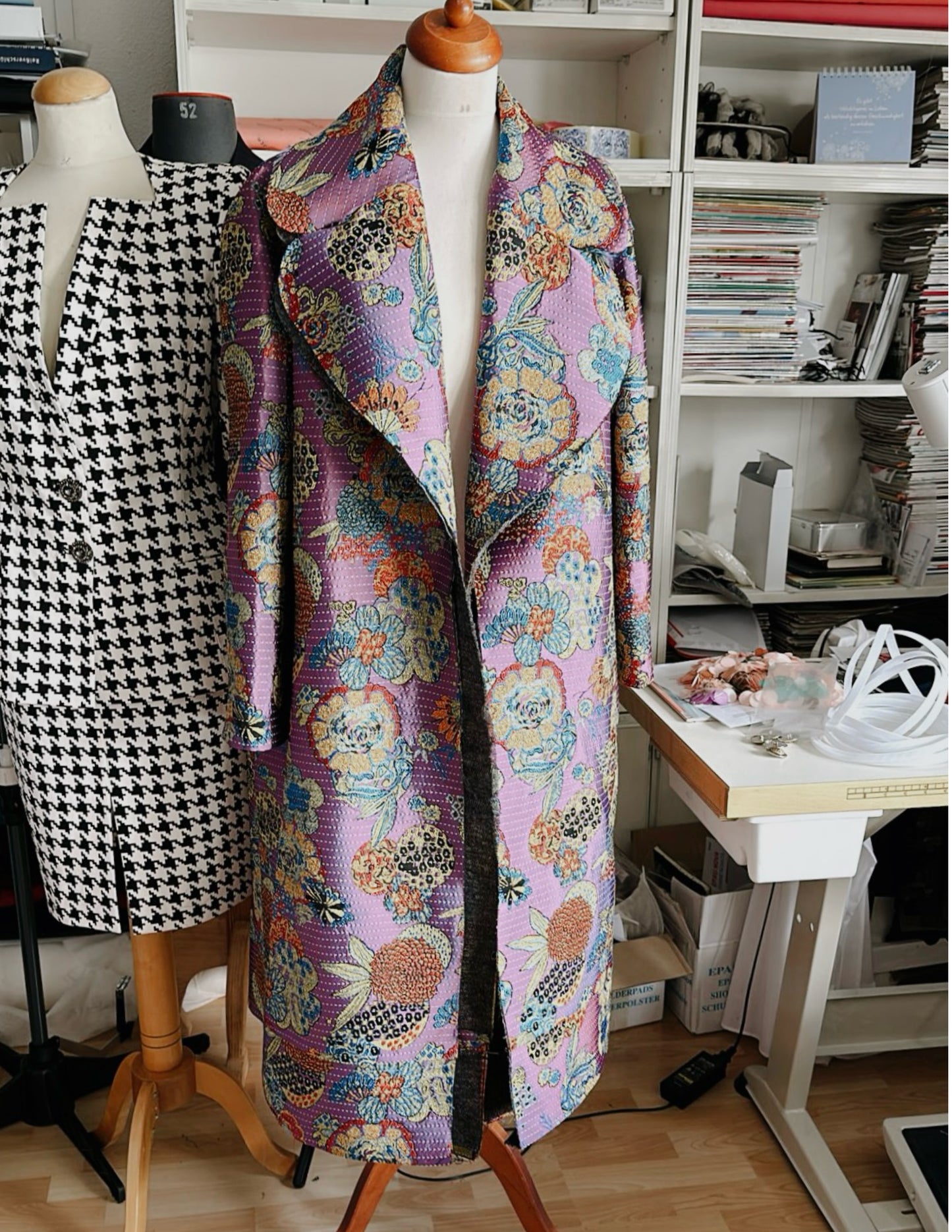 Patterned jacquard trench coat