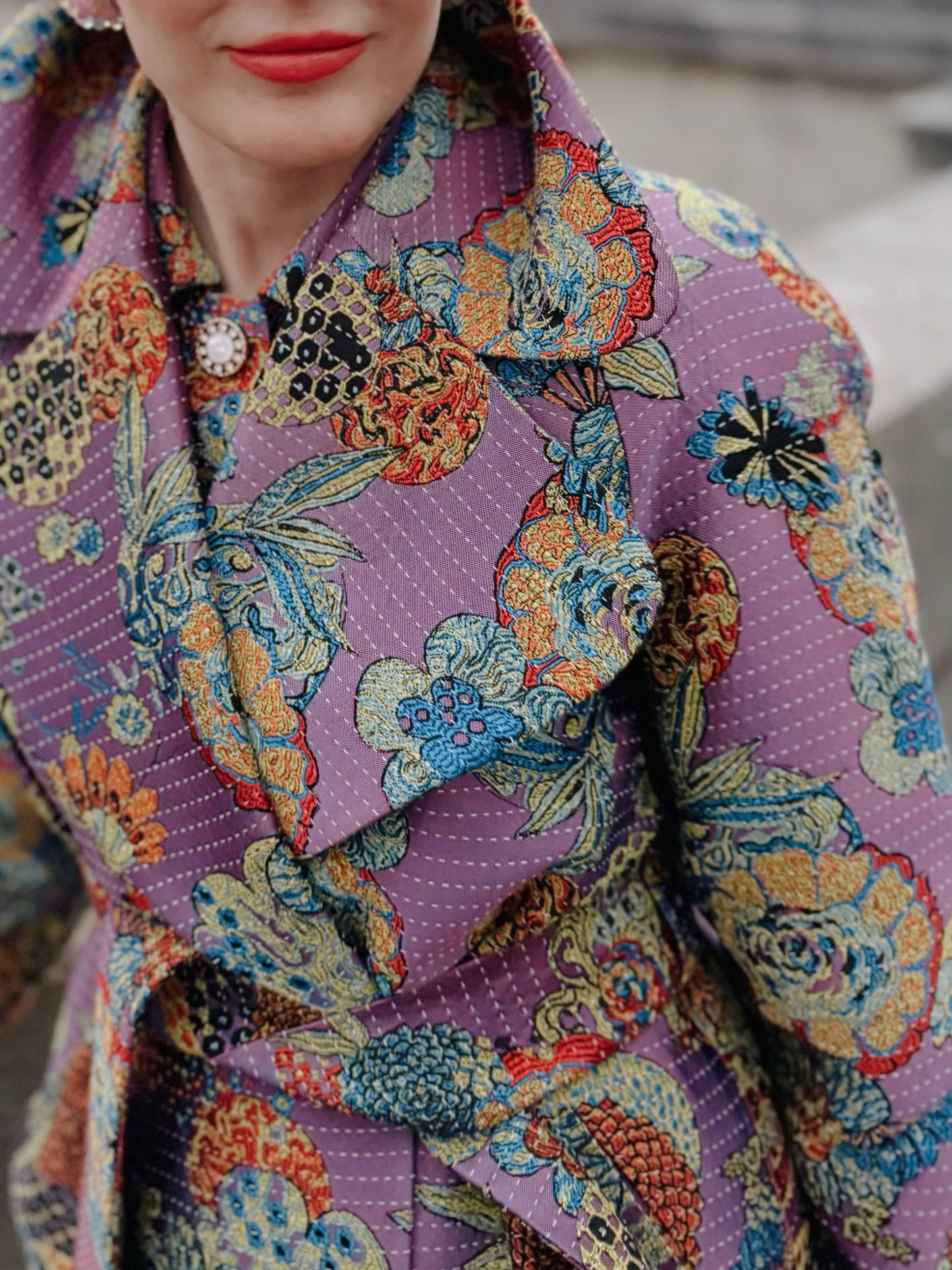 Patterned jacquard trench coat