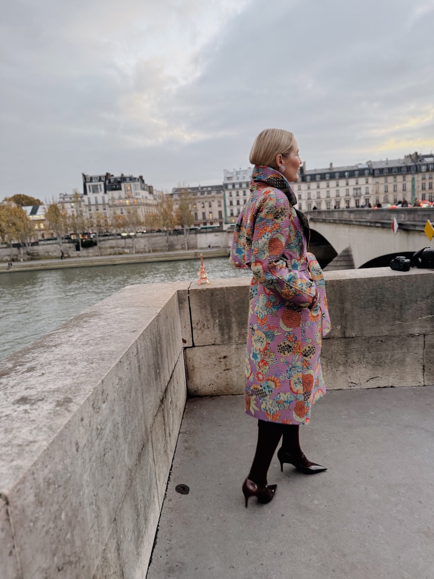 Patterned jacquard trench coat