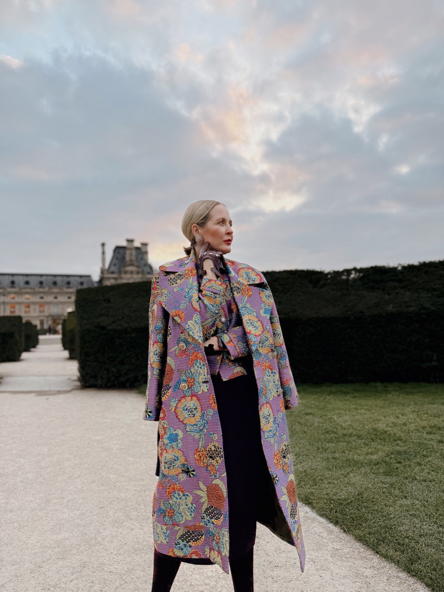 Patterned jacquard trench coat