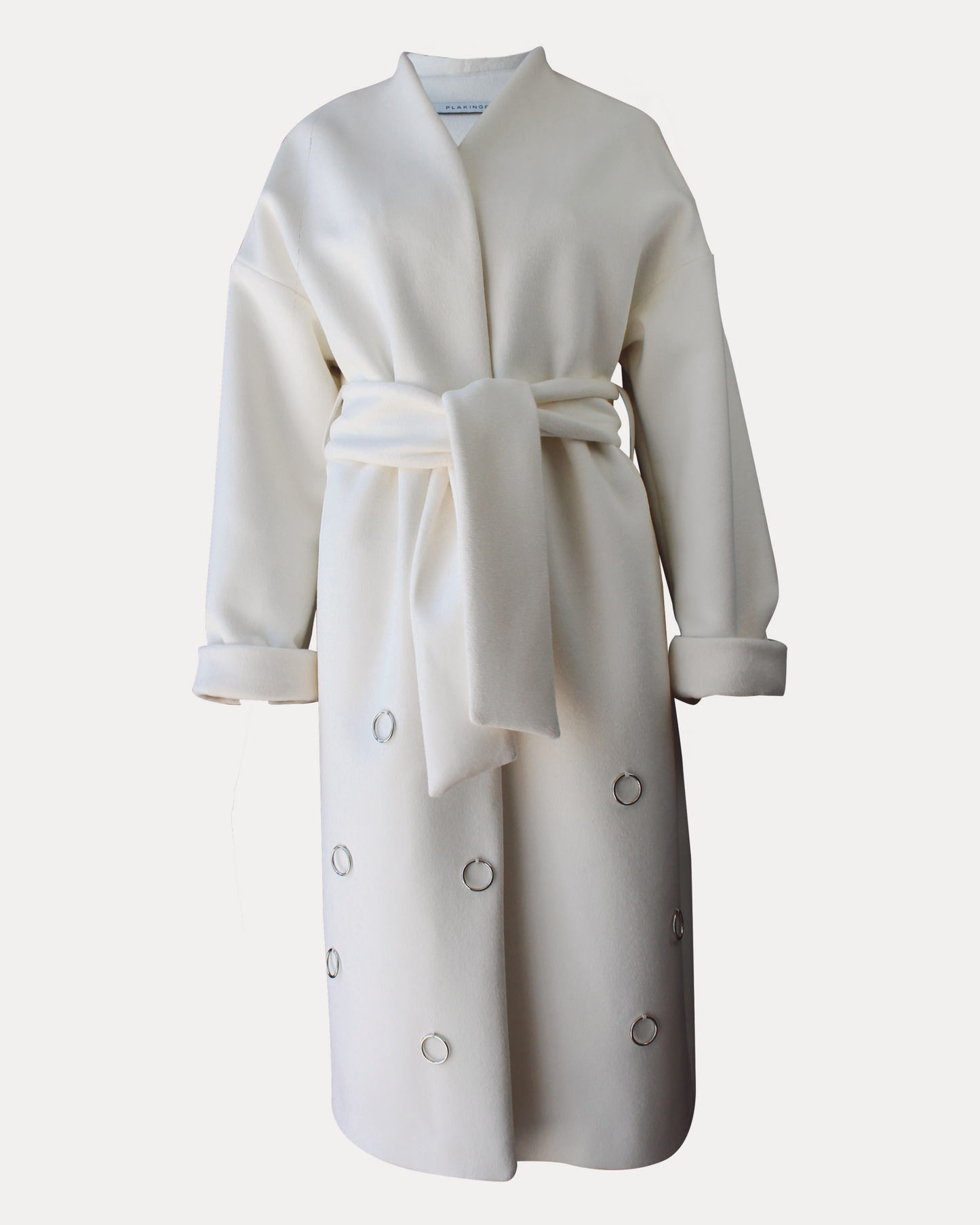 Kimono-inspired milk white coat