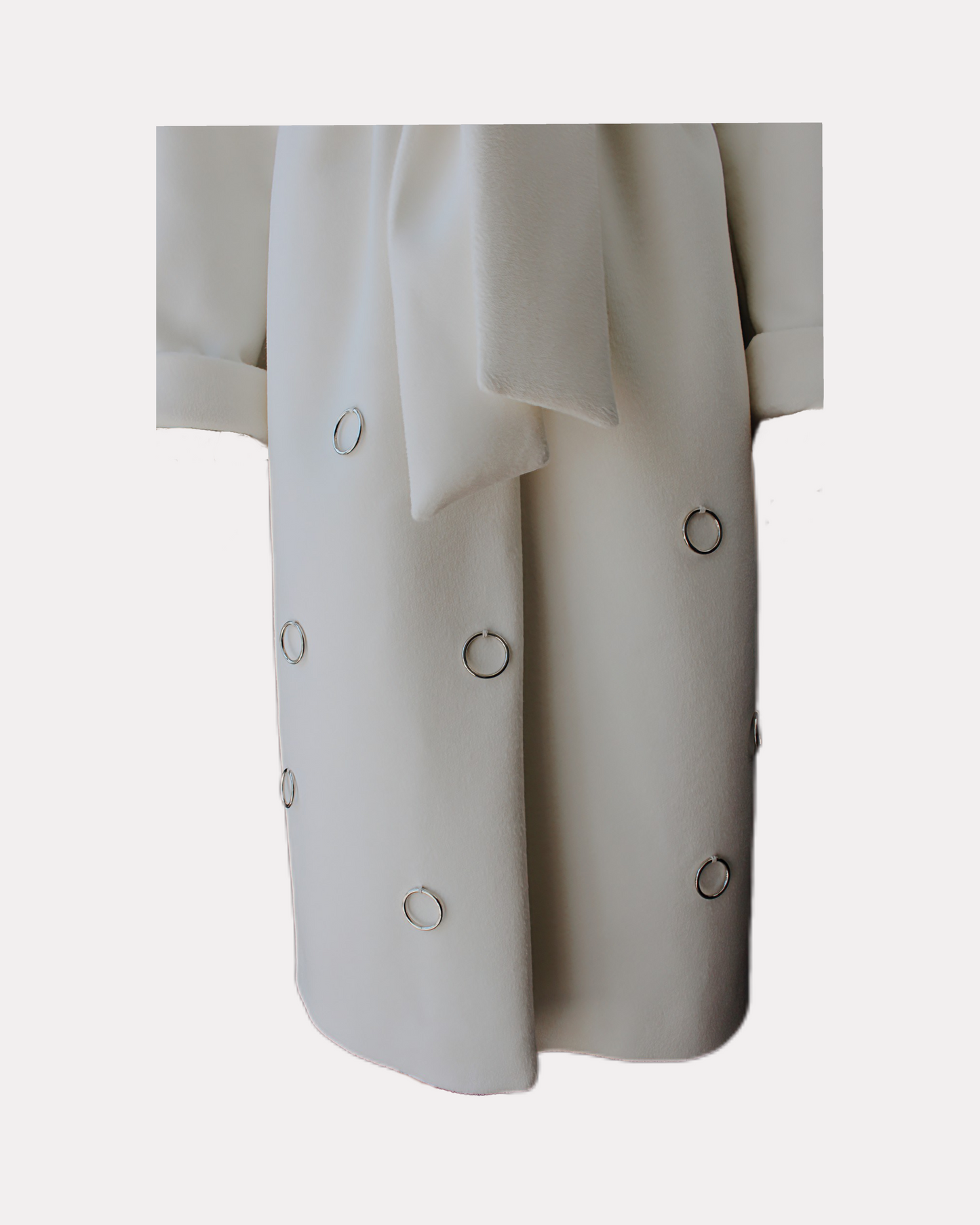 Kimono-inspired milk white coat