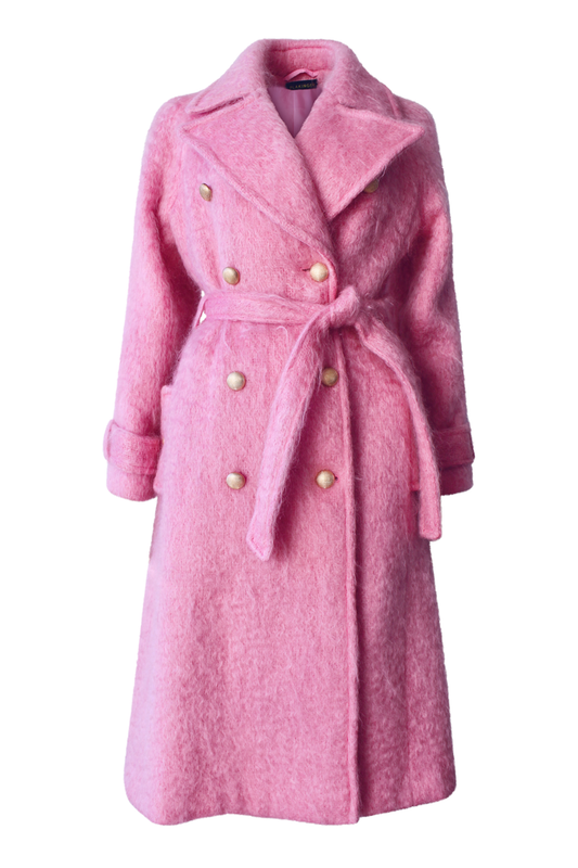 Pink mohair trench coat